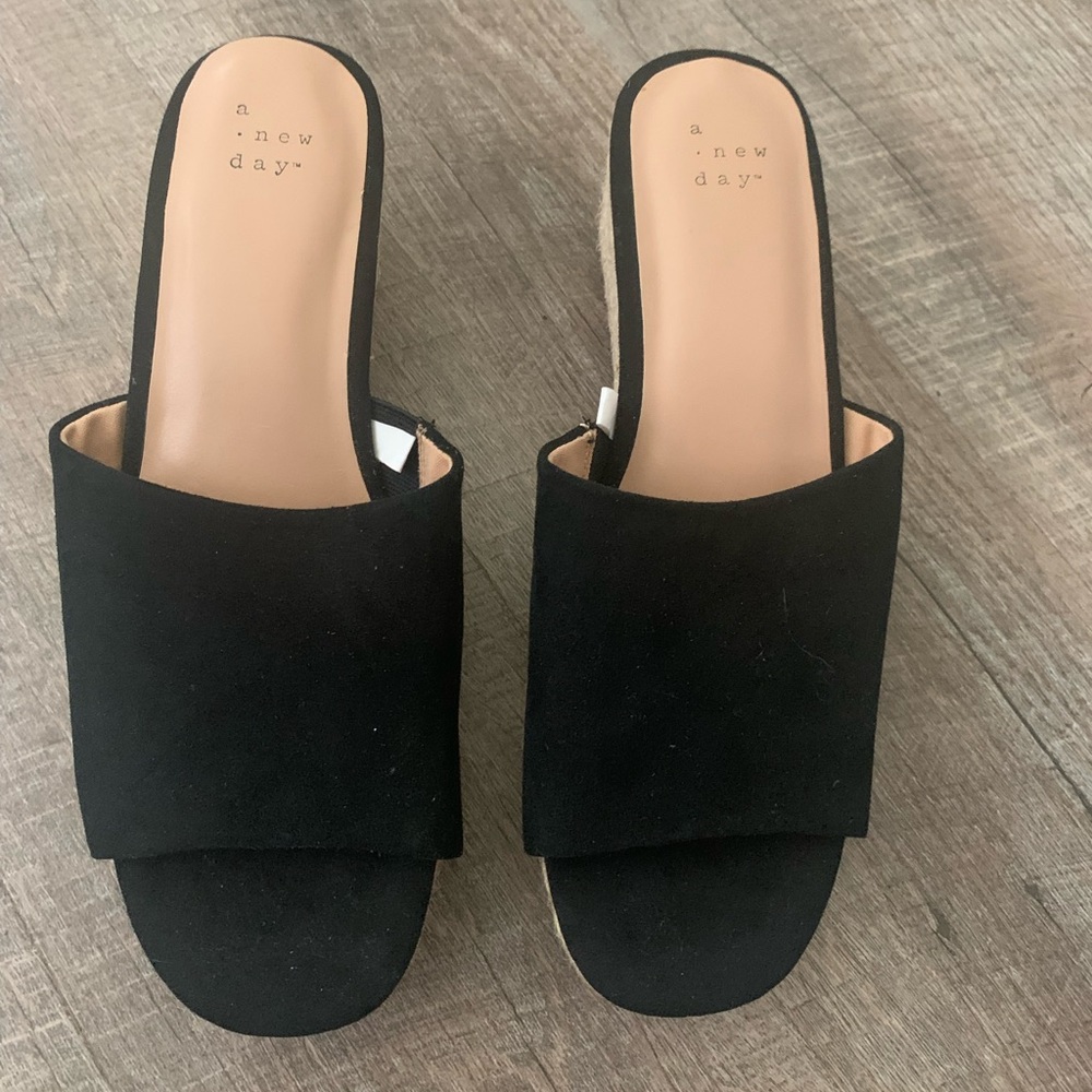 A New Day suede Wedge Sandals - size 8